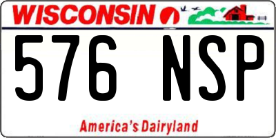 WI license plate 576NSP