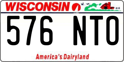 WI license plate 576NTO
