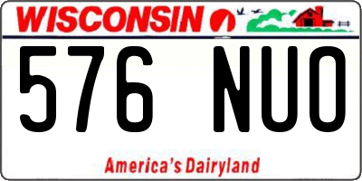 WI license plate 576NUO