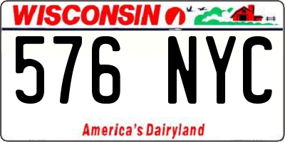 WI license plate 576NYC