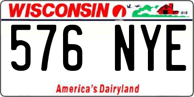 WI license plate 576NYE