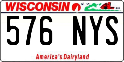 WI license plate 576NYS