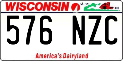 WI license plate 576NZC