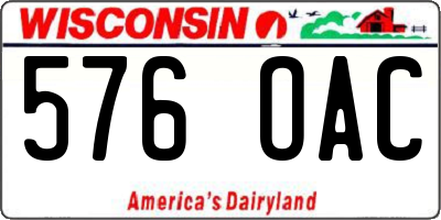 WI license plate 576OAC