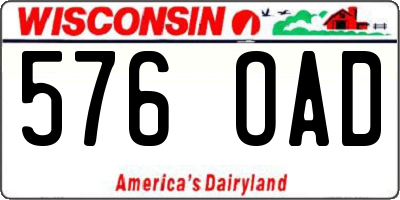 WI license plate 576OAD