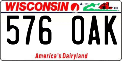 WI license plate 576OAK