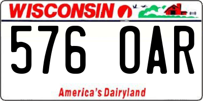 WI license plate 576OAR