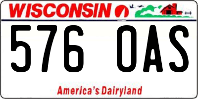 WI license plate 576OAS