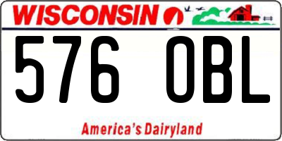 WI license plate 576OBL