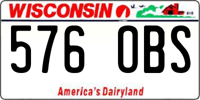 WI license plate 576OBS