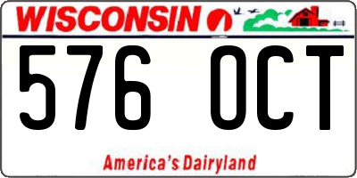 WI license plate 576OCT