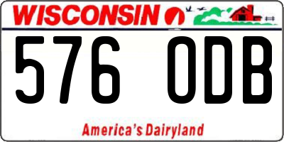 WI license plate 576ODB