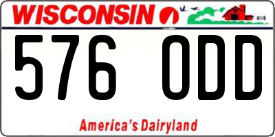 WI license plate 576ODD