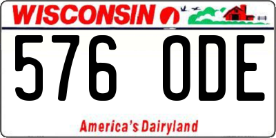WI license plate 576ODE