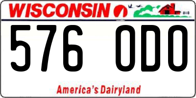 WI license plate 576ODO