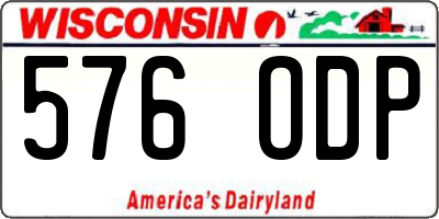 WI license plate 576ODP
