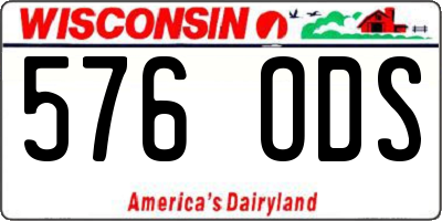 WI license plate 576ODS
