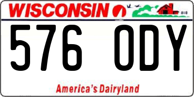 WI license plate 576ODY