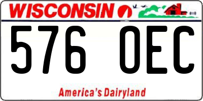 WI license plate 576OEC