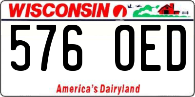 WI license plate 576OED