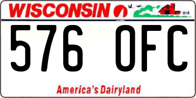 WI license plate 576OFC