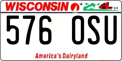 WI license plate 576OSU