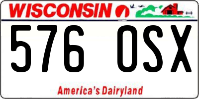 WI license plate 576OSX