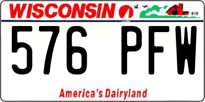 WI license plate 576PFW