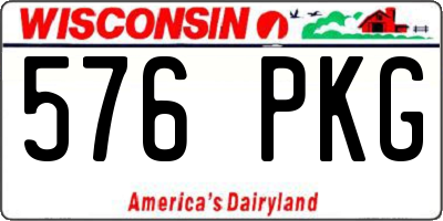 WI license plate 576PKG