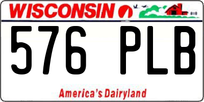 WI license plate 576PLB