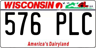 WI license plate 576PLC
