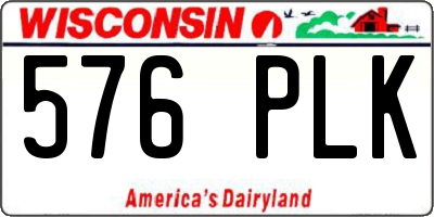 WI license plate 576PLK
