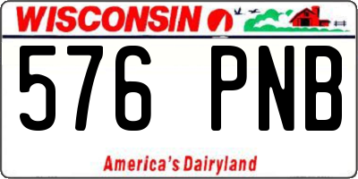 WI license plate 576PNB