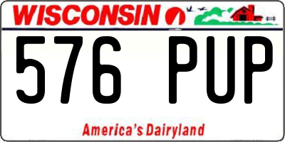 WI license plate 576PUP