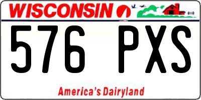 WI license plate 576PXS