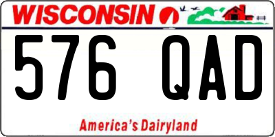 WI license plate 576QAD