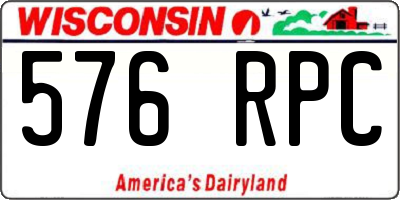 WI license plate 576RPC