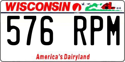 WI license plate 576RPM