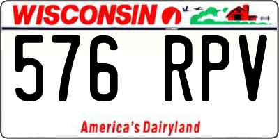 WI license plate 576RPV
