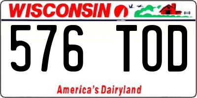 WI license plate 576TOD