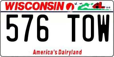 WI license plate 576TOW