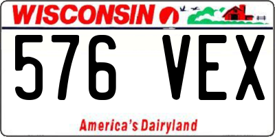 WI license plate 576VEX
