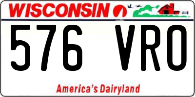 WI license plate 576VRO