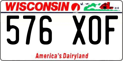 WI license plate 576XOF