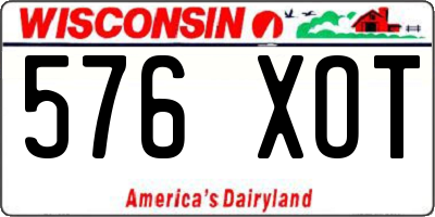 WI license plate 576XOT