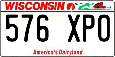 WI license plate 576XPO