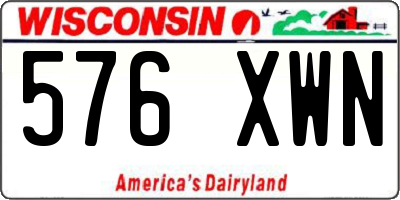WI license plate 576XWN