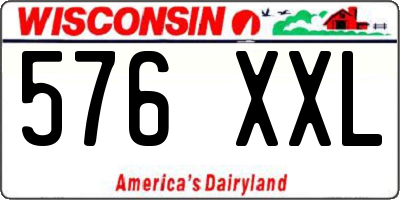WI license plate 576XXL