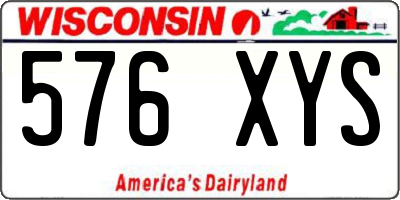 WI license plate 576XYS