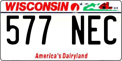 WI license plate 577NEC